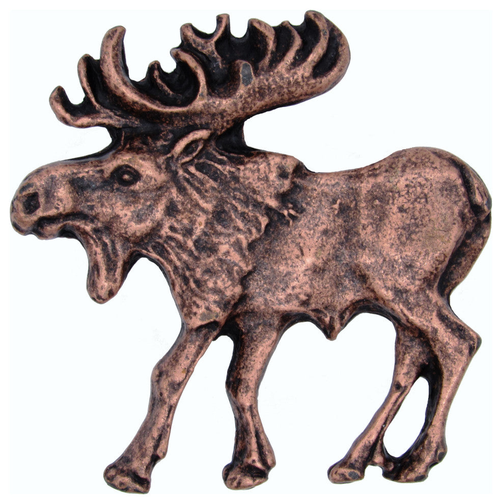 Walking Moose Pull, Left, Antique Brass, Antique Copper