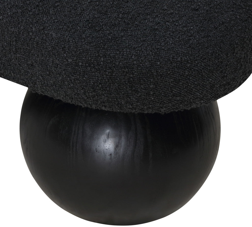 Meridian Furniture Bowie Boucle Fabric Upholstered Bench, Black, Black Finish
