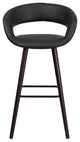 Modern 29" High Contemporary Cappuccino Wood Barstool in Black Vinyl