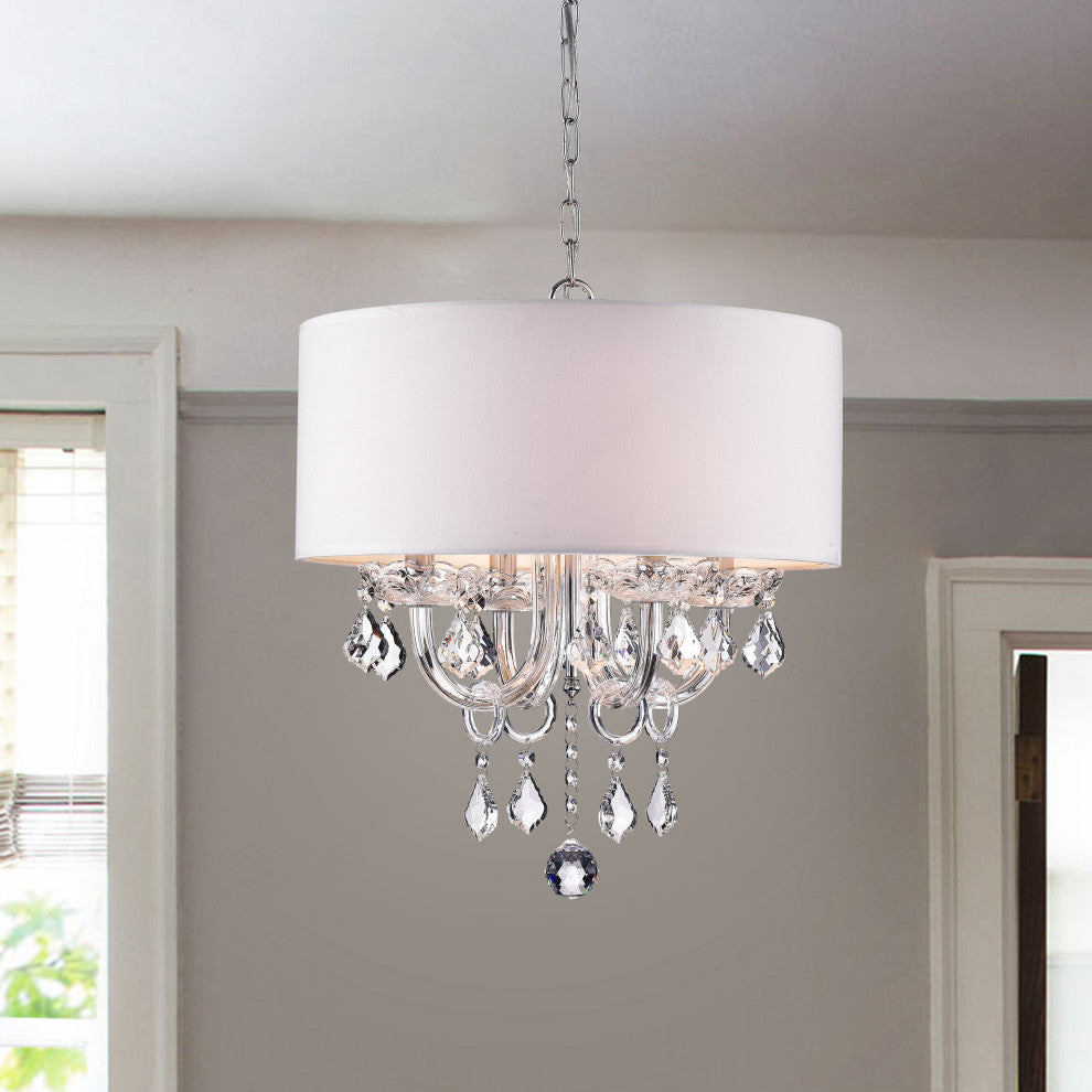 Anona 4-Light White Drum Chandelier