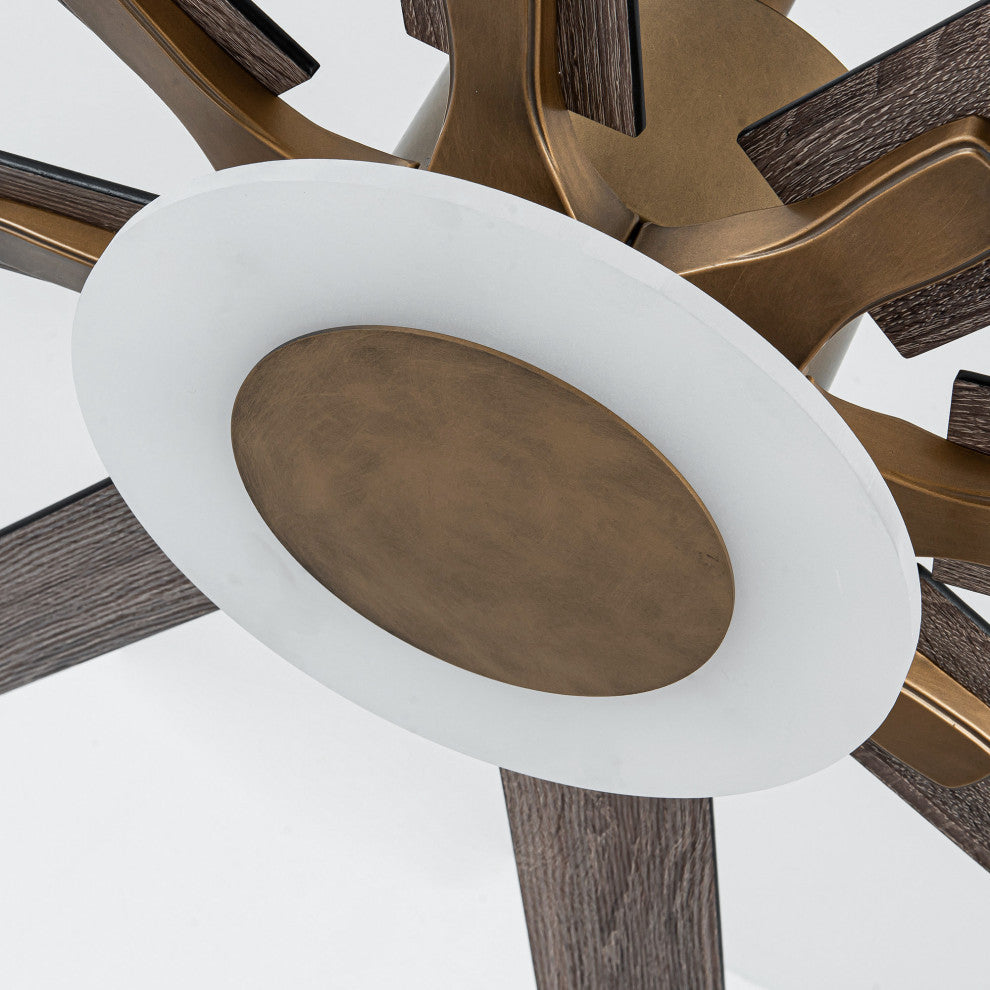 65 in Integrated LED Reversible Antique Gold Ceiling Fan With Remote Control