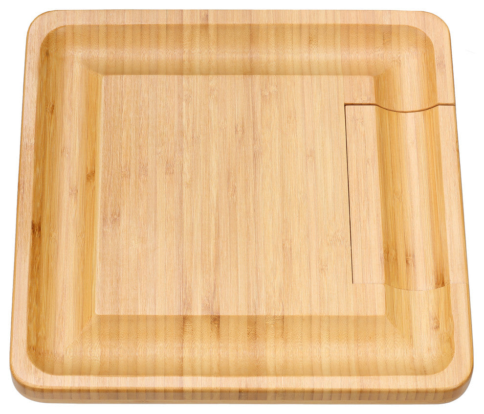 Handi Bamboo Cheese Serving Board Table Set With 4 Stainless Steel Knives