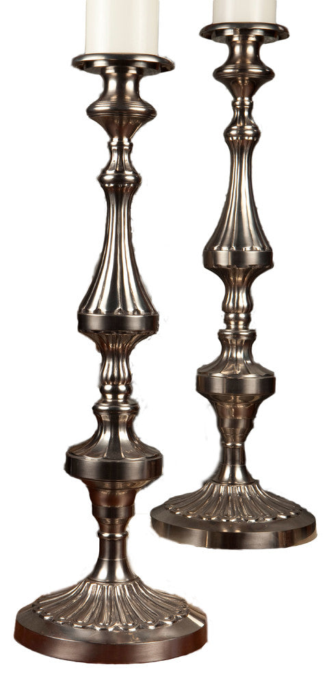 Fluted Candleholder, Antique Silver