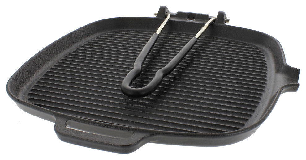 Chasseur 9" Square French Cast Iron Grill With Folding Handle