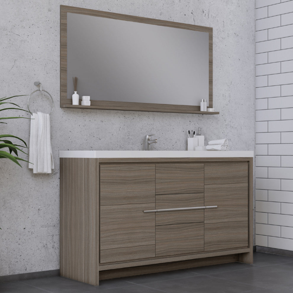 Sortino 60" Single Bathroom Vanity With Sink, Gray