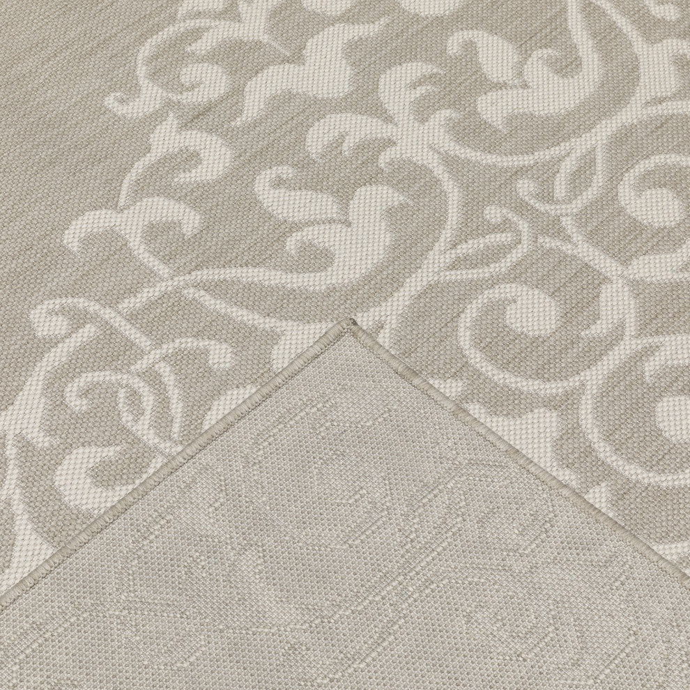 Parlan Floral Medallion Indoor-Outdoor Area Rug, Gray, 7'10"x10'