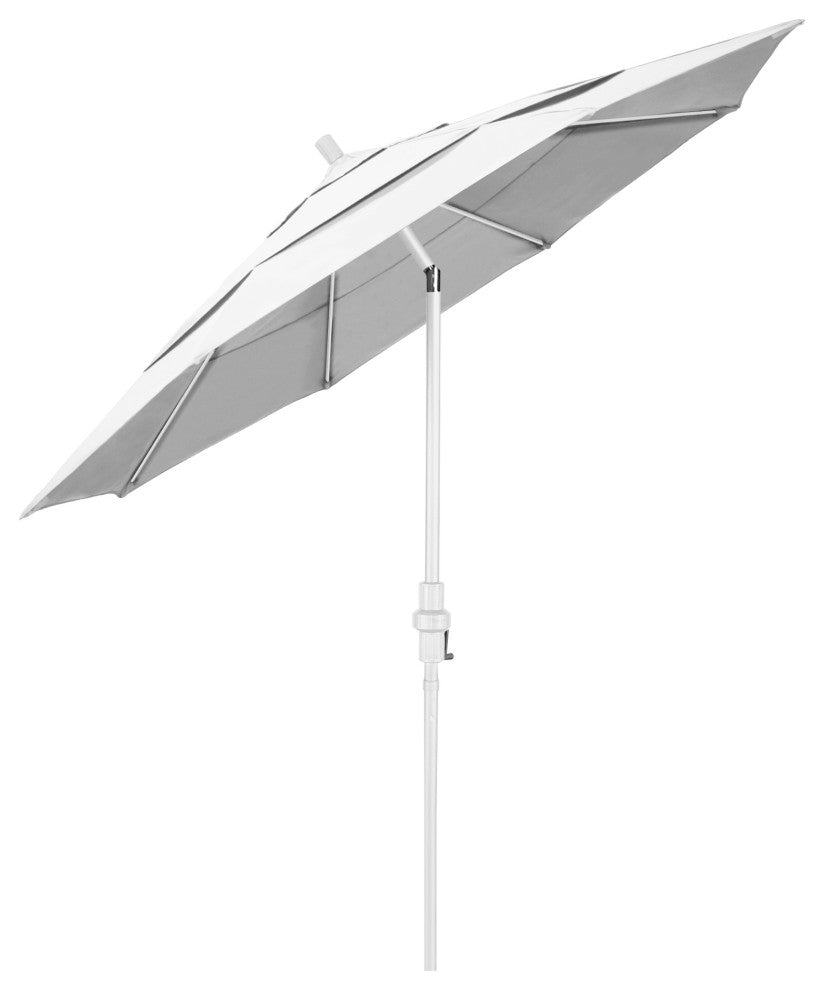 11' Matted White Collar Tilt Lift Fiberglass Rib Aluminum Umbrella, Pacifica, Natural