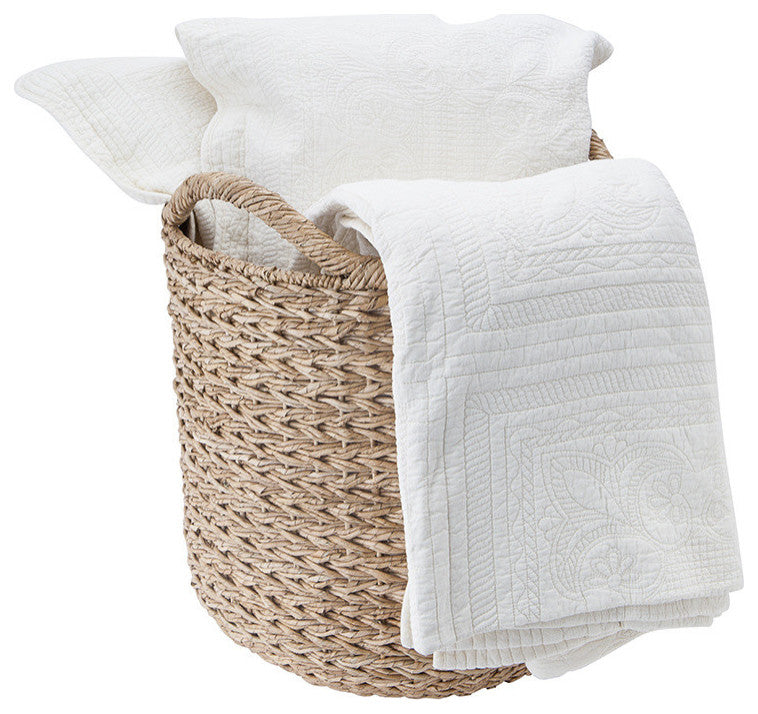 Extra Large Handwoven Decorative Storage Basket, Twisted Sea Grass