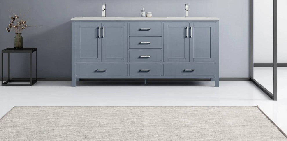 Jacques 72" Dark Grey Double Sink Vanity with Quartz Top, No Mirror