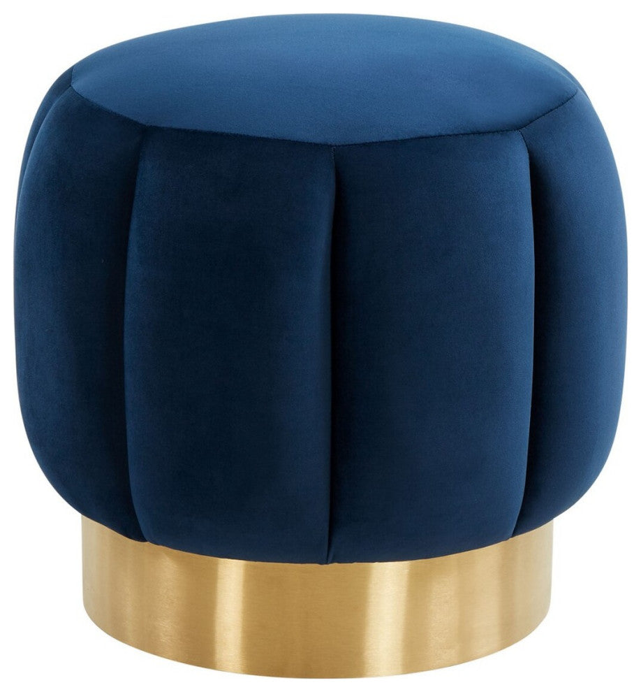 Safavieh Couture Maxine Channel Tufted Otttoman, Navy