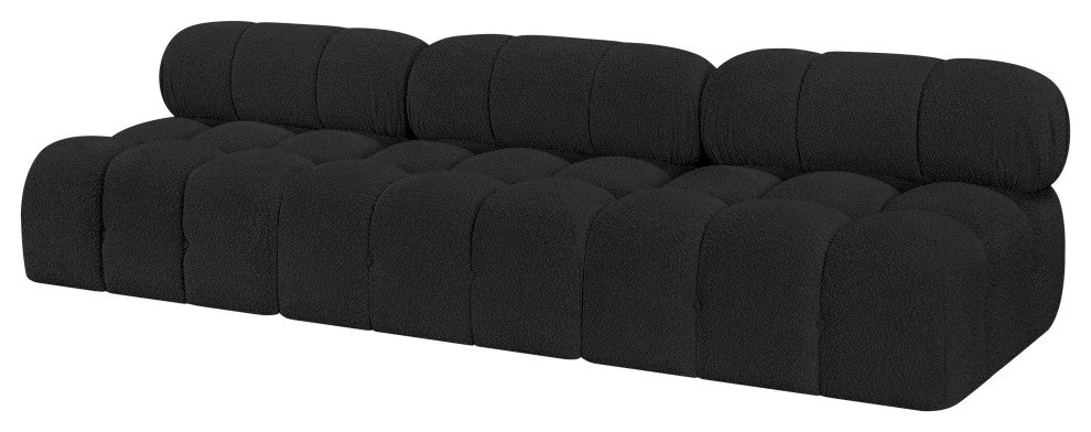 Ames Boucle Fabric Modular Sofa, Black, 3-Piece: 3 Armless Chair