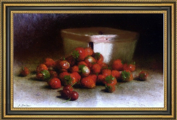 Joseph Decker Strawberries and Upright Box Framed Premium Canvas Print, 16"x24"