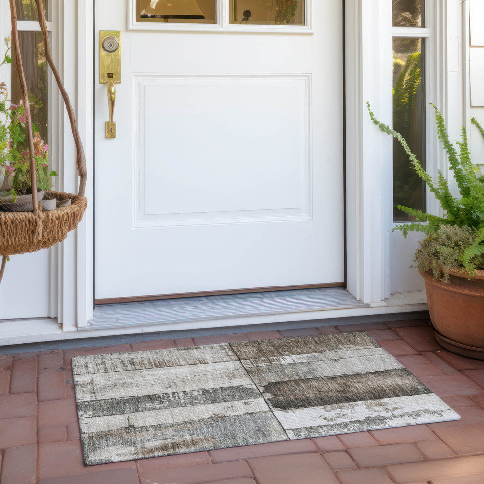 Machine Washable Indoor/Outdoor Chantille ACN1877 Taupe 1'8" x 2'6" Rug