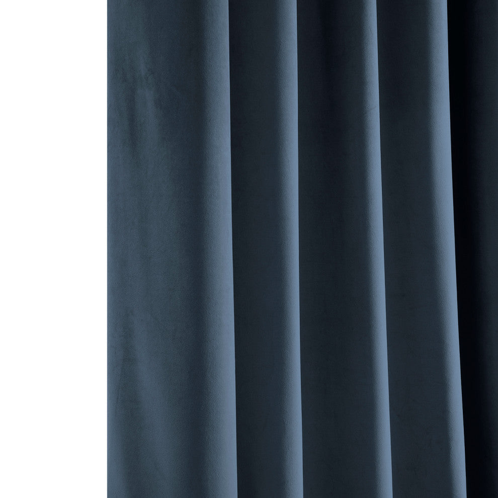 Heritage Plush Velvet Curtain Single Panel, London Blue, 50"x96"
