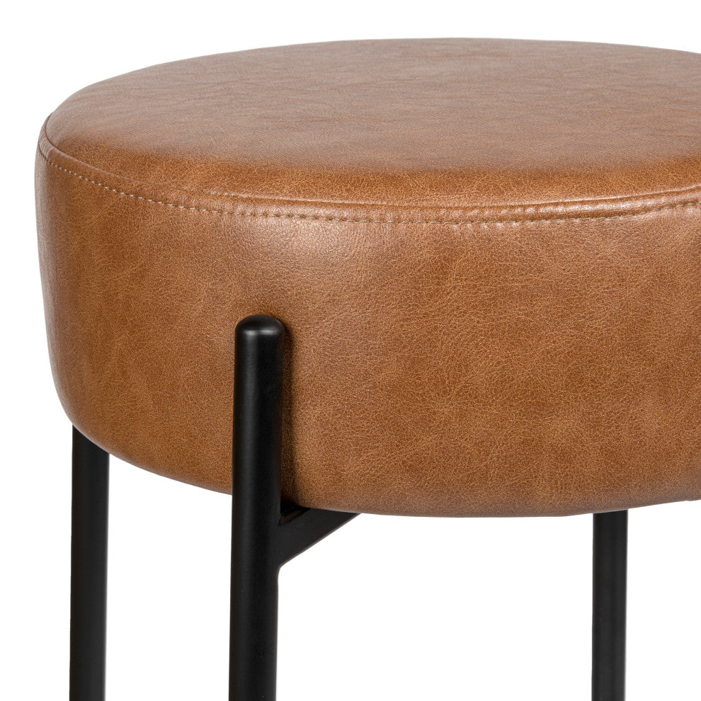 Paola Modern Minimalist Round Backless Metal Cushioned Bar Stool