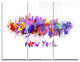 "New York Skyline" Glossy Metal Wall Art, 3 Panels, 36"x28"