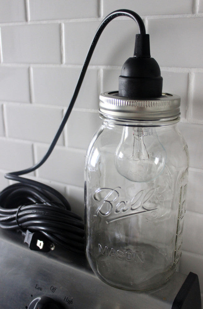 Mason Jar Pendant Lights, Set of 2, 2 Prong Plug