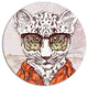 Funny Hipster Leopard With Glasses, Animal Round Metal Wall Art, 11"