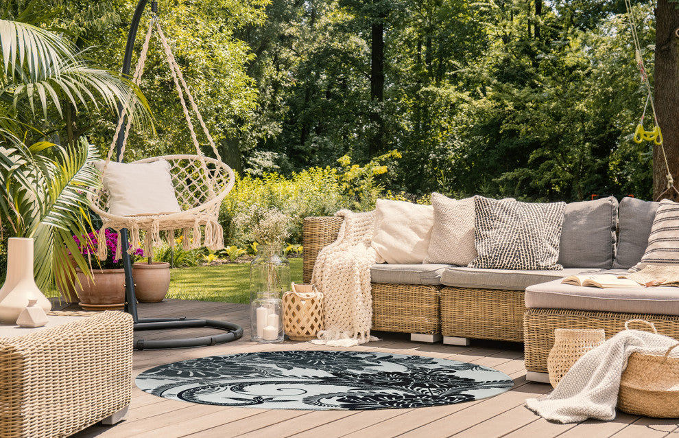 Flower Flourish French Country Chenille Area Rug