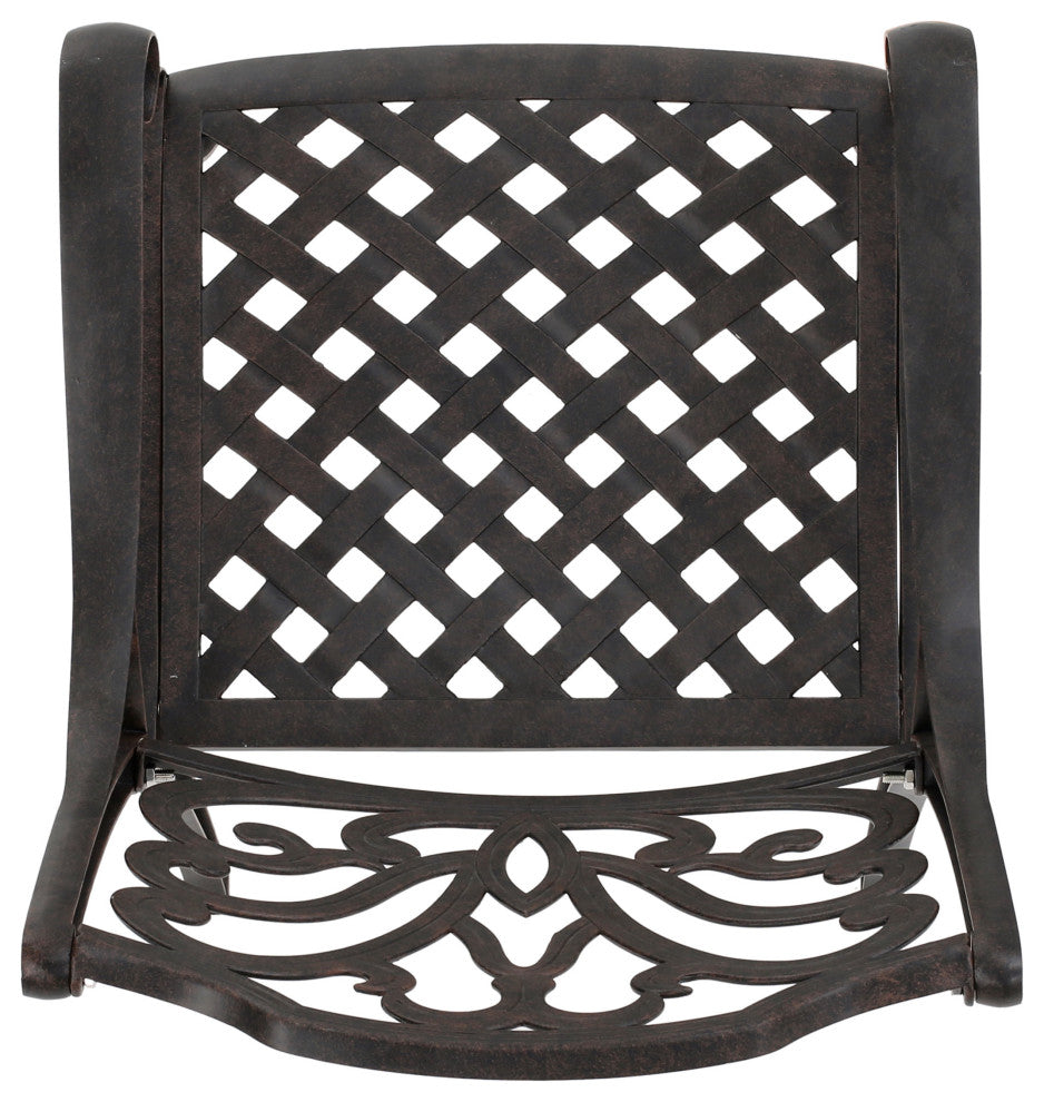 GDF Studio 7-Piece Fonzo Outdoor Bronze Cast Aluminum Rectangular Dining Set