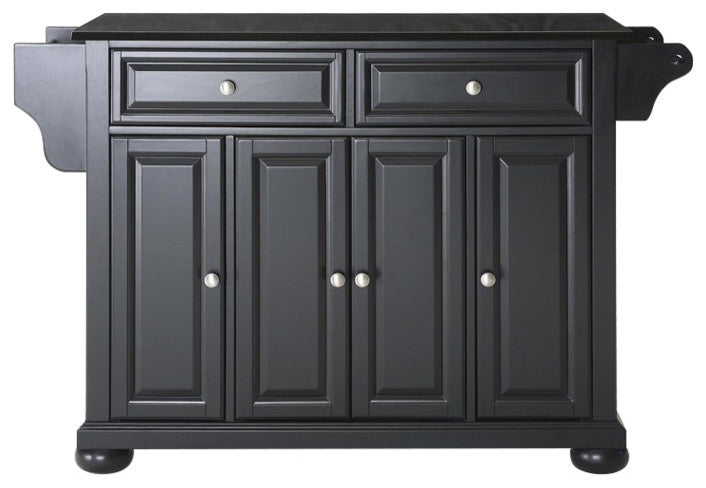 Alexandria Solid Black Granite Top Kitchen Island