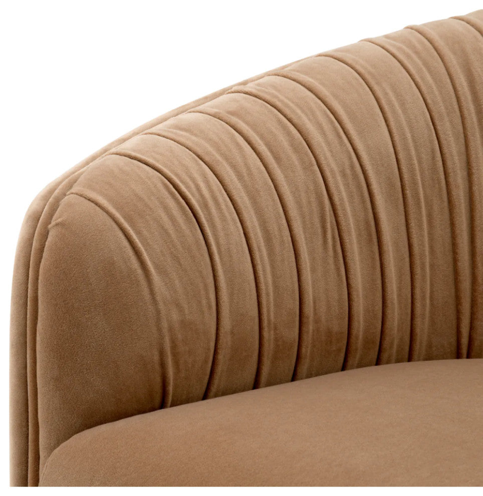 Brown Pleated Lounge Chair, Eichholtz Jameson