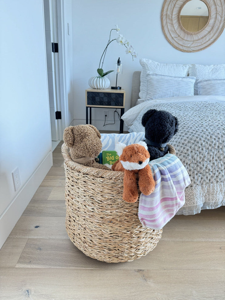 Extra Large Handwoven Decorative Storage Basket, Twisted Sea Grass