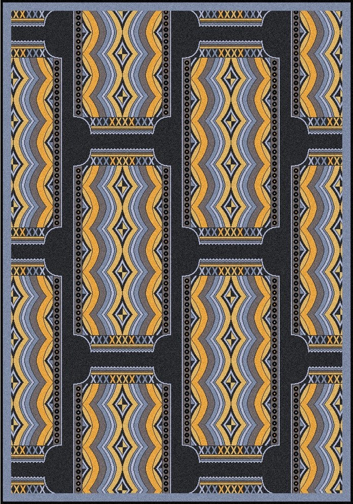 Any Day Matinee Rug, Deco Ticket, Charcoal, 5'4"x7'8"