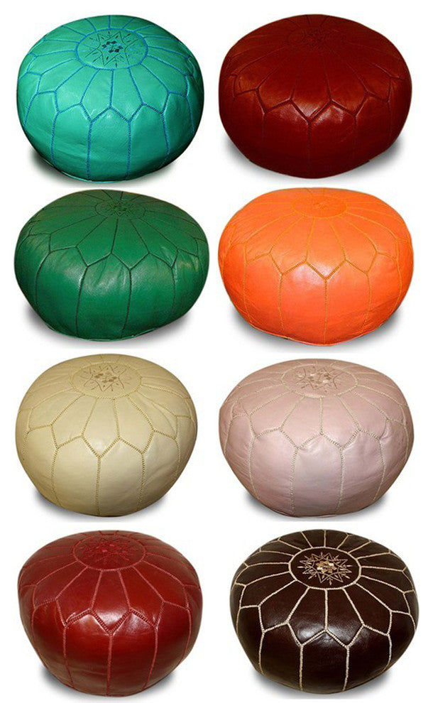 Moroccan Leather Ottoman/Poof