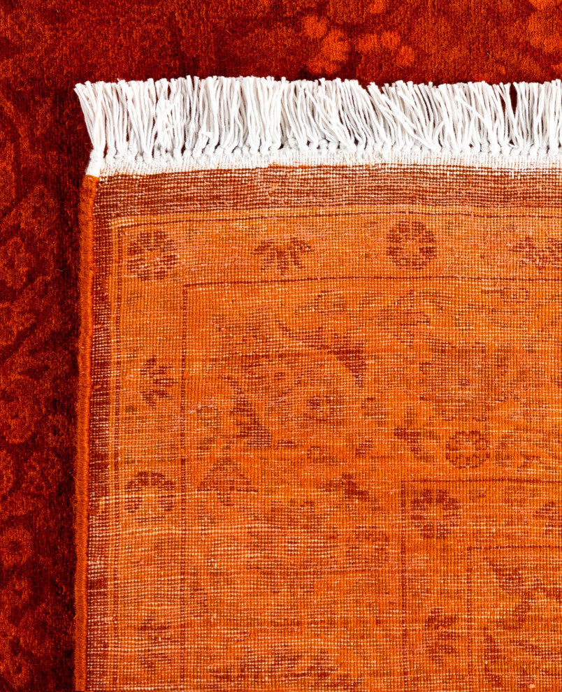 Overdyed One-of-a-Kind Hand-Knotted Area Rug Orange, 4' 2" x 6' 0"