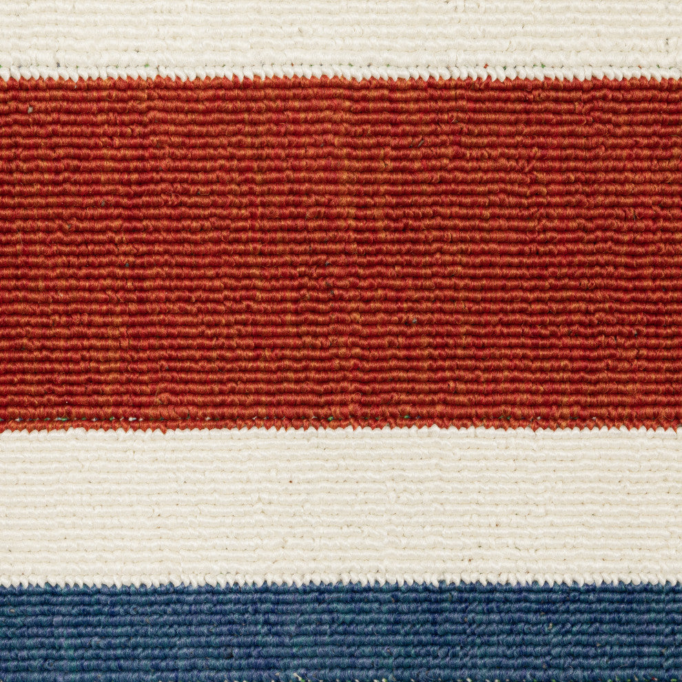 Madelina Stripe Red and Blue Indoor or Outdoor Area Rug, 7'10"x10'10"