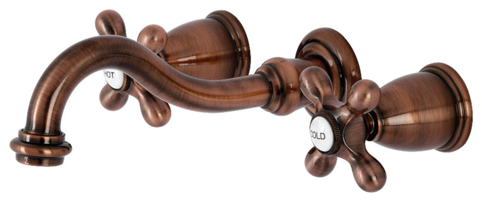 Kingston Brass KS312AXAC 2-Handle Wall Mount Bathroom Faucet, Antique Copper