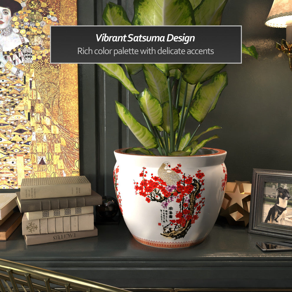16" Cherry Blossom Porcelain Fishbowl