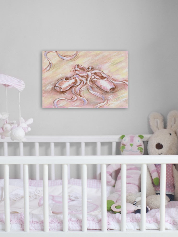 Marmont Hill, "Toe Shoes" by Reesa Qualia Painting on Wrapped Canvas, 18x12