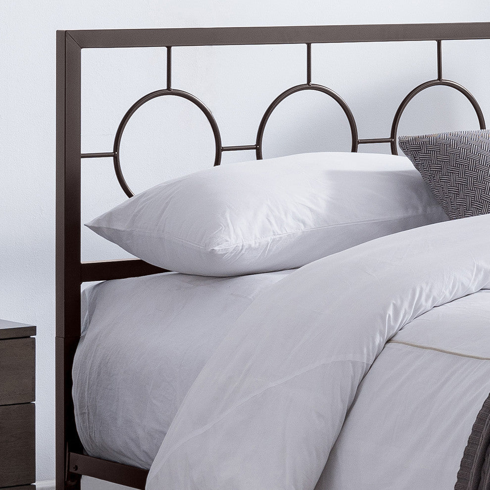 GDF Studio Doris Modern Queen Geometric Low-Profile Platform Bed Frame, Hammered