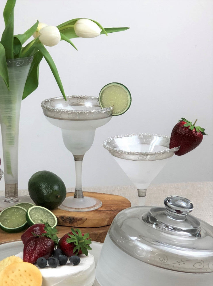 Heirloom Pewter Swirl Martini Glasses, Set of 2