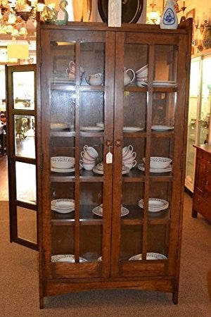 Arts and Crafts Mission Solid Oak China Cabinet