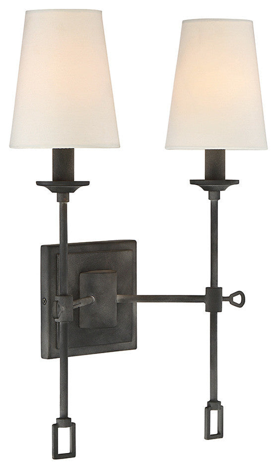 Lorainne 2 Light Sconce, Oxidized Black