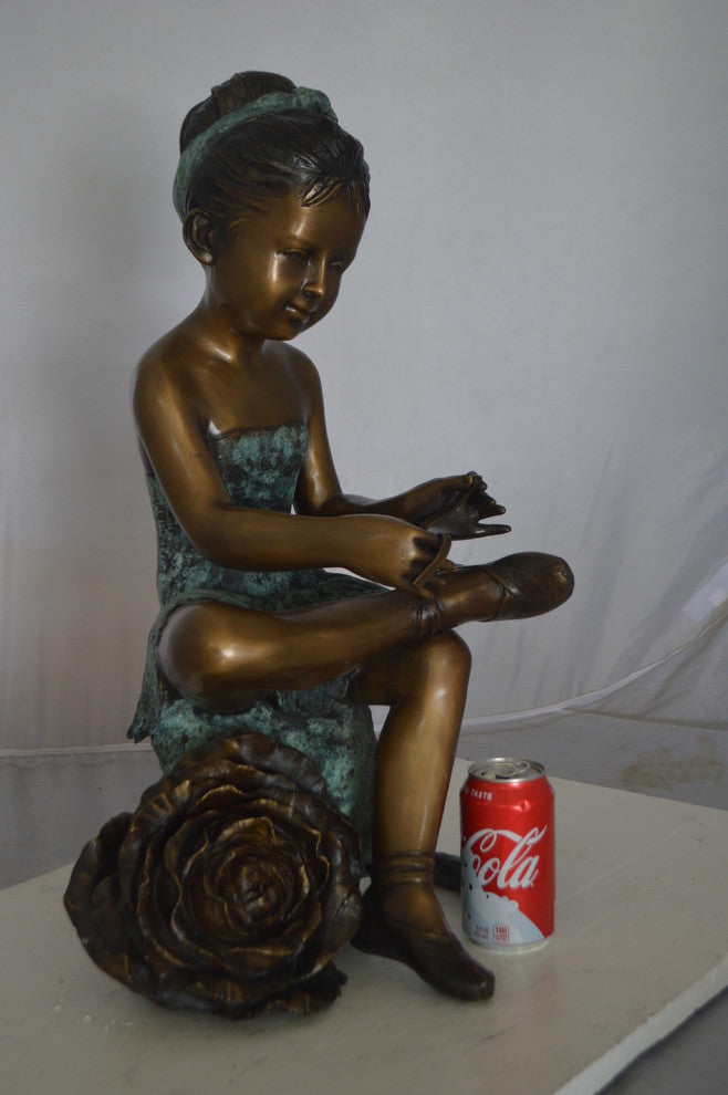 Dancer with Rose bronze statue -  Size: 15"L x 17"W x 26"H.