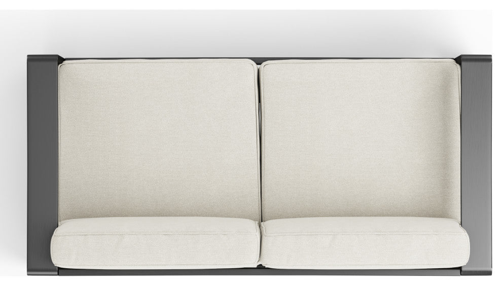 Gadd Outdoor Aluminum Loveseat With Cushions, Black/Beige