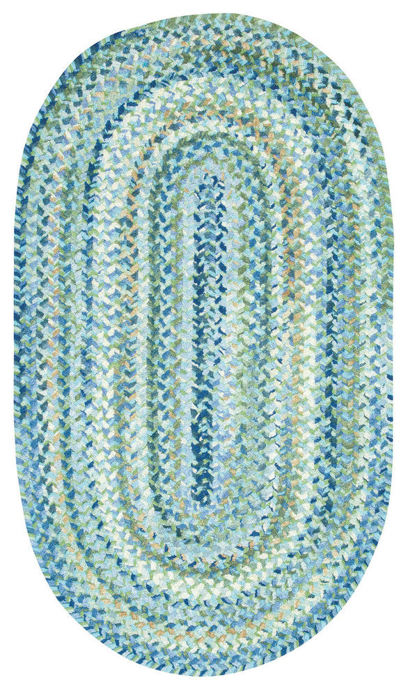Capel Ocracoke Light Blue 0425_425 Braided Rugs - 9' 2" X 13' 2" Oval