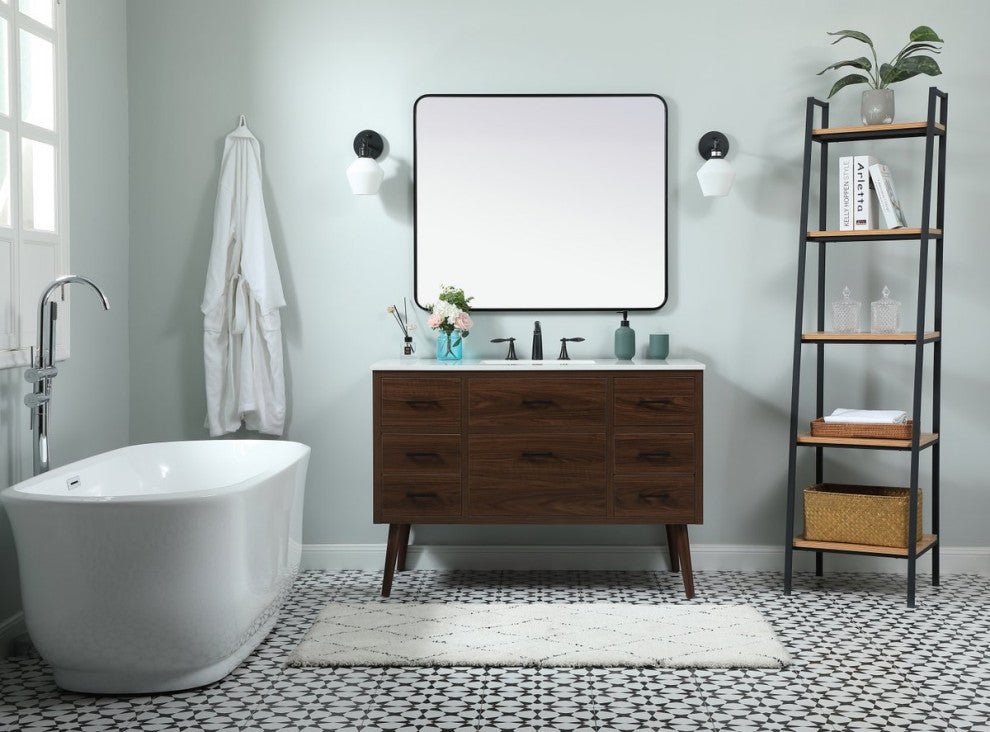 Home Living 22" Midcentury Modern Walnut-Light Bathroom Vanity