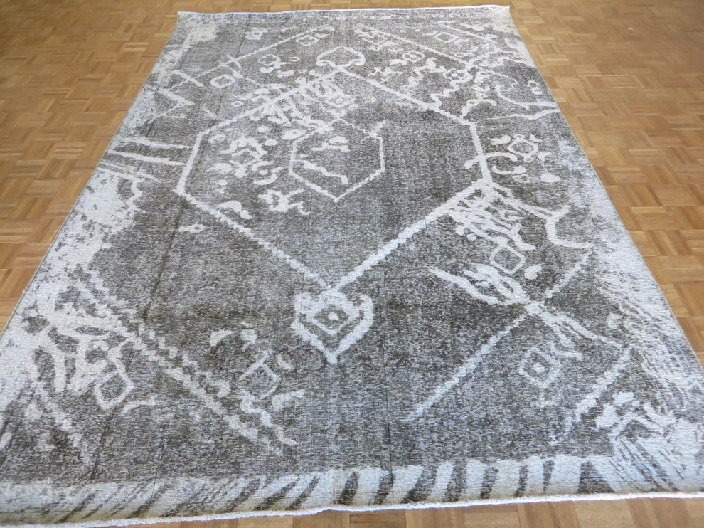 7'10x11'4 Hand Knotted Overdyed Gray Persian Tabrez Oriental Rug