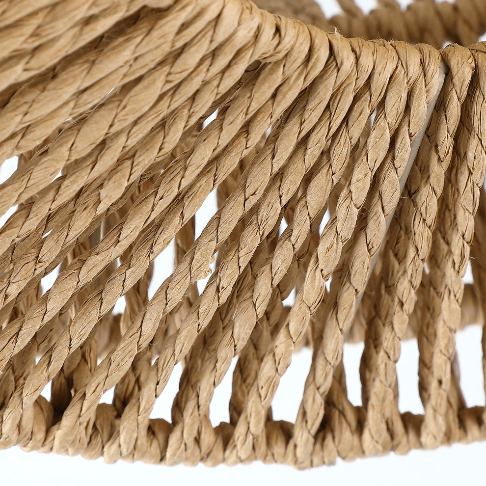 16" 2-Light Bohemian Woven Rope Semi-Flush Mount Ceiling Light