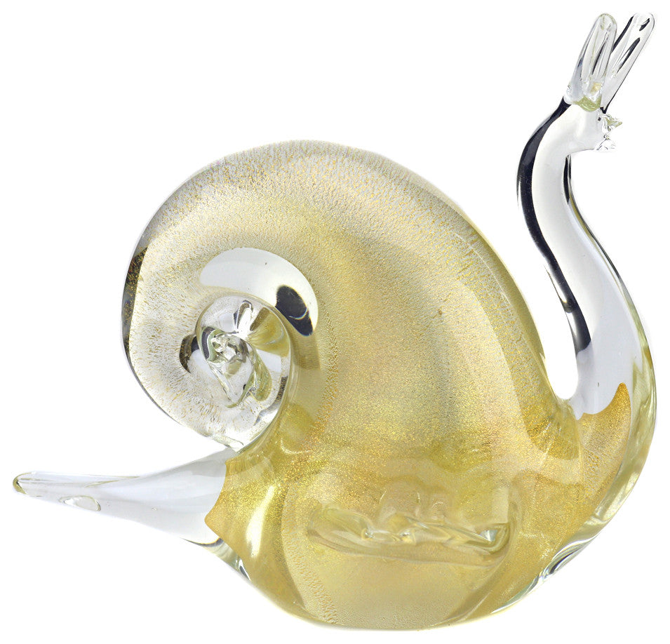 Murano Glass Snail Clear Gold