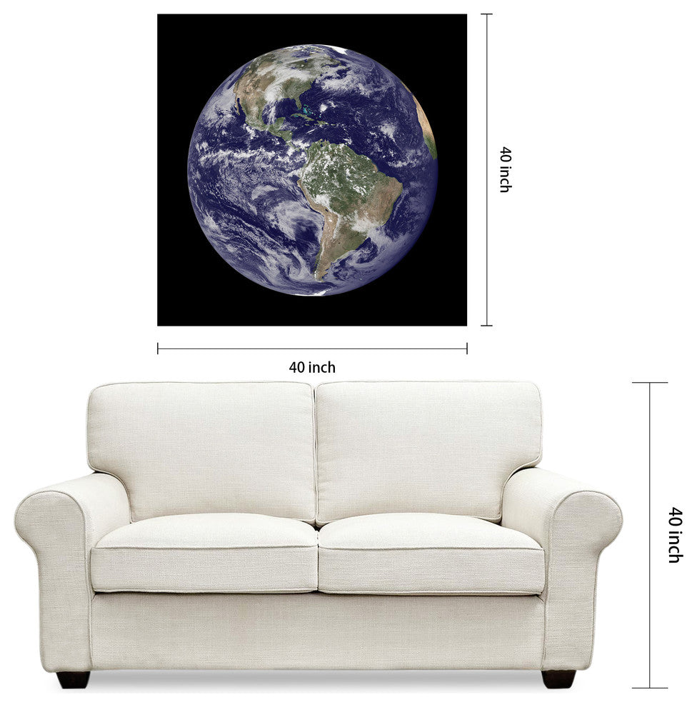 Earth Frameless Free Floating Tempered Art Glass Wall Art 40"x40"