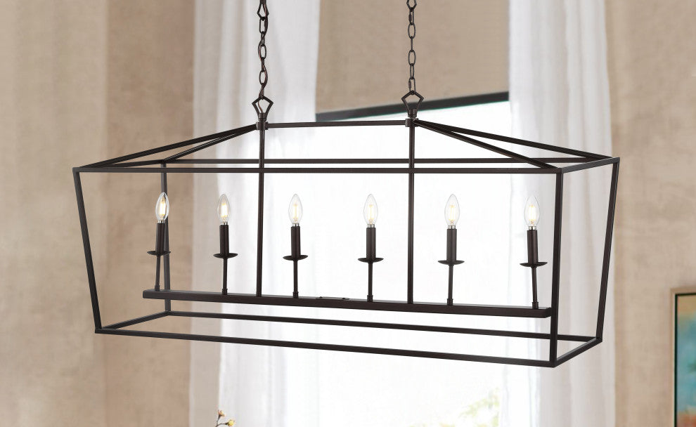 Pagoda Lantern Metal LED Pendant, Oil Rubbed Bronze, Width: 49"