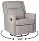 Cash Swivel Glider Rocker Recliner Chair, Light Gray