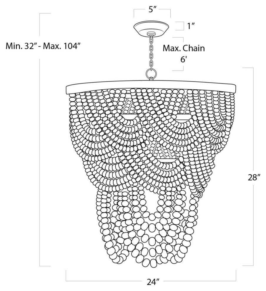 Regina Andrew Lorelei Wood Bead Chandelier, White