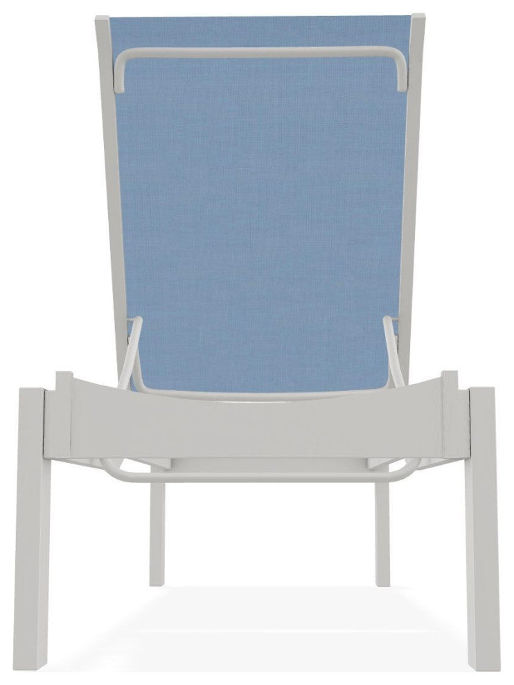 Leeward Sling Stackable Outdoor Chaise Lounge, Sky/Snow